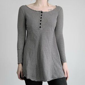 United Colors of Benetton Black Striped Henley Top